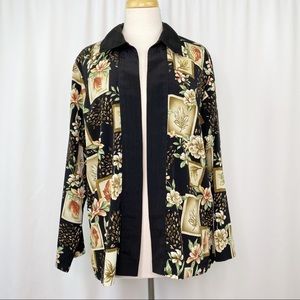 vintage floral nature print open front jacket [0237]